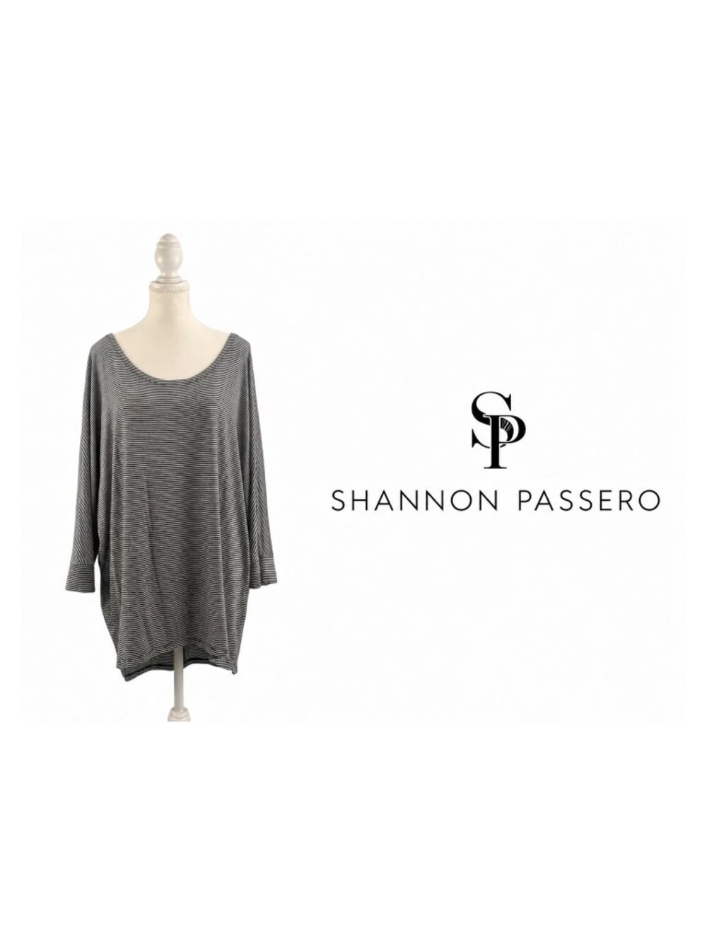 SHANNON PASSERO  Black & White Striped Oversized Tunic XL